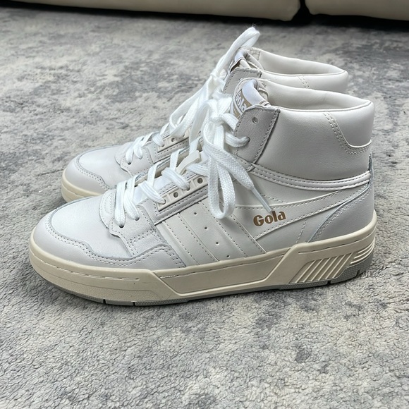 NIB Gola Challenge High Sneakers White Leather Hi Top  Retro 80s Style Sz 6.5 - Picture 12 of 16